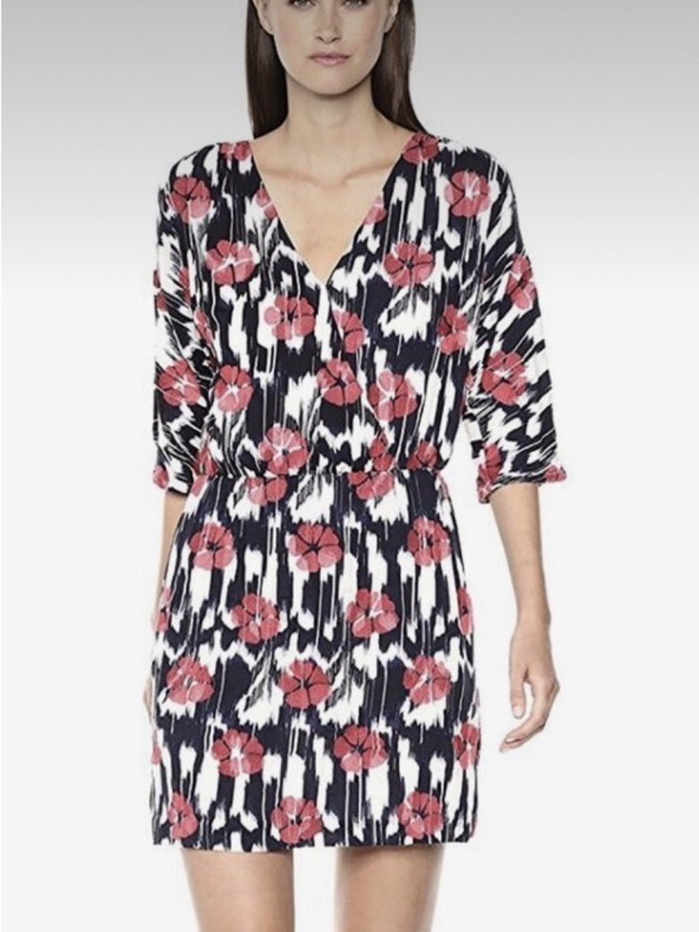 Trina Turk Navy, White & Red Floral Mini Dress